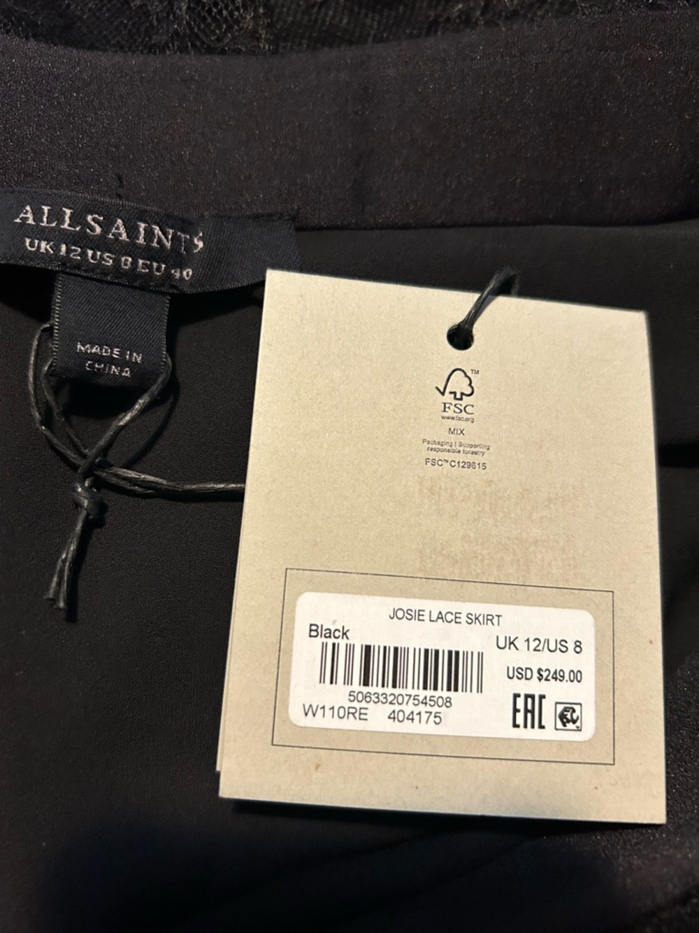 Allsaints Josie Asymmetric Lace Skirt in Black - Picture 10 of 13
